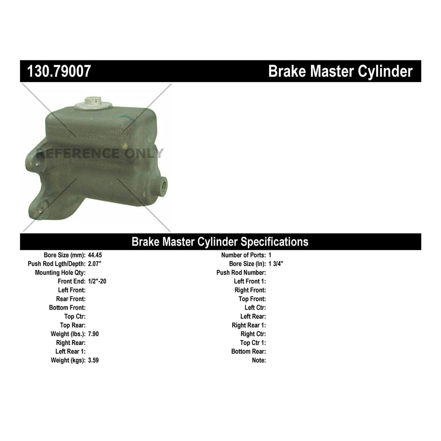 Stoptech Centric Premium Brake Master Cylinder 130.79007