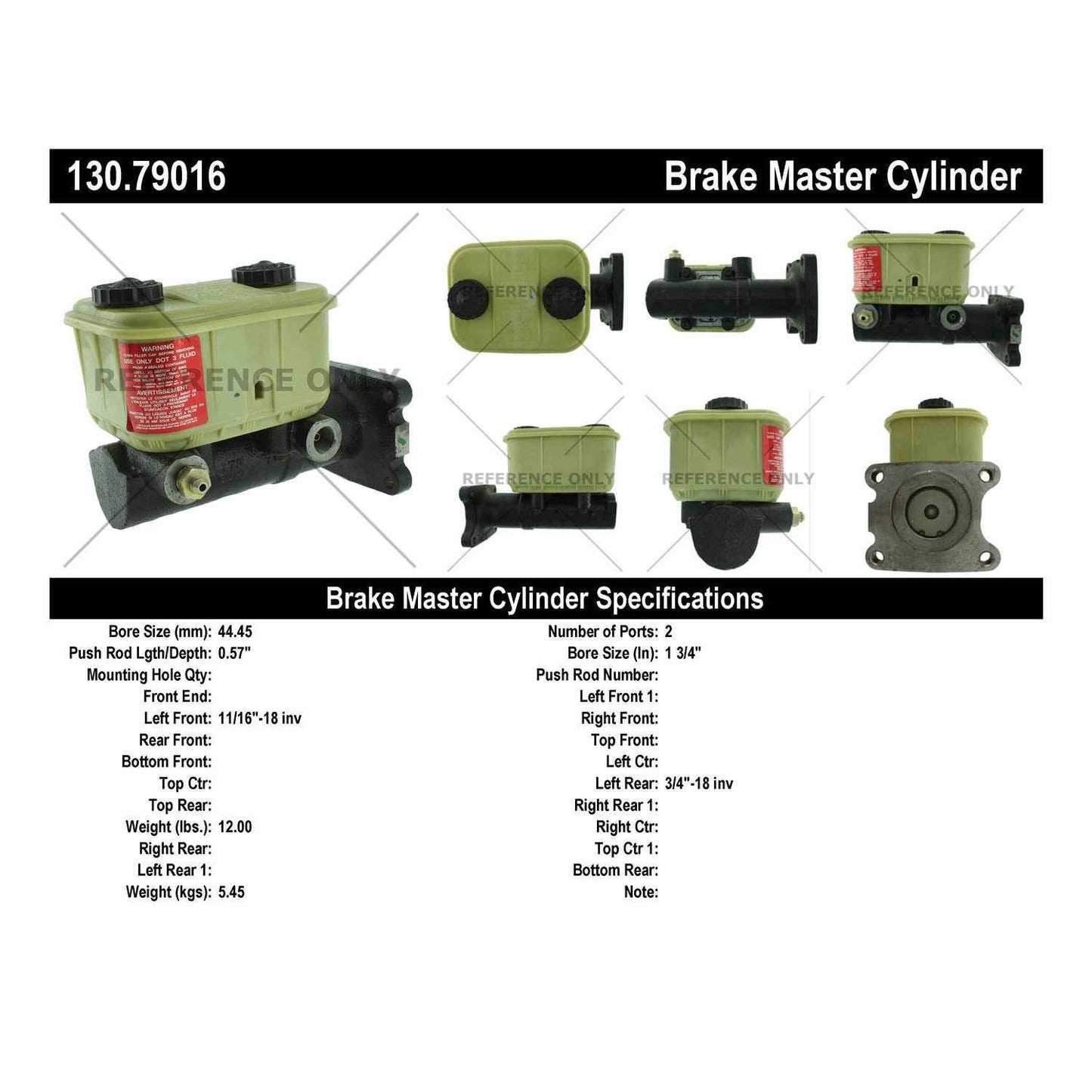 Centric Parts Premium Brake Master Cylinder 130.79016