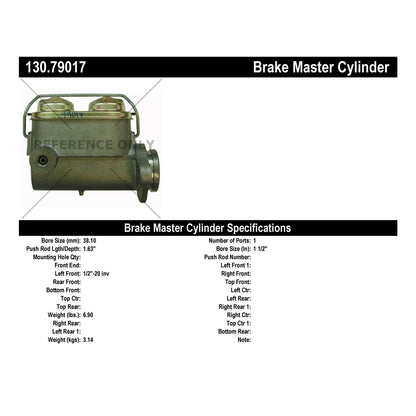 Centric Parts Brake Master Cylinder with Reservoir Switches Floats 130.79017