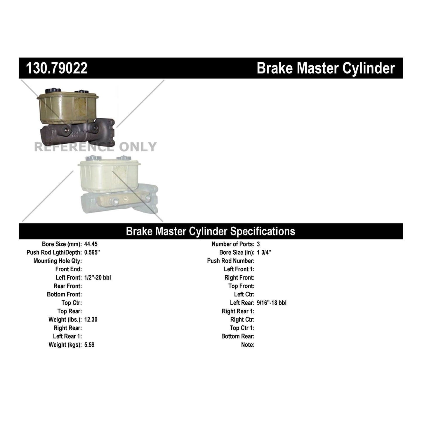 Stoptech Centric Premium Brake Master Cylinder 130.79022