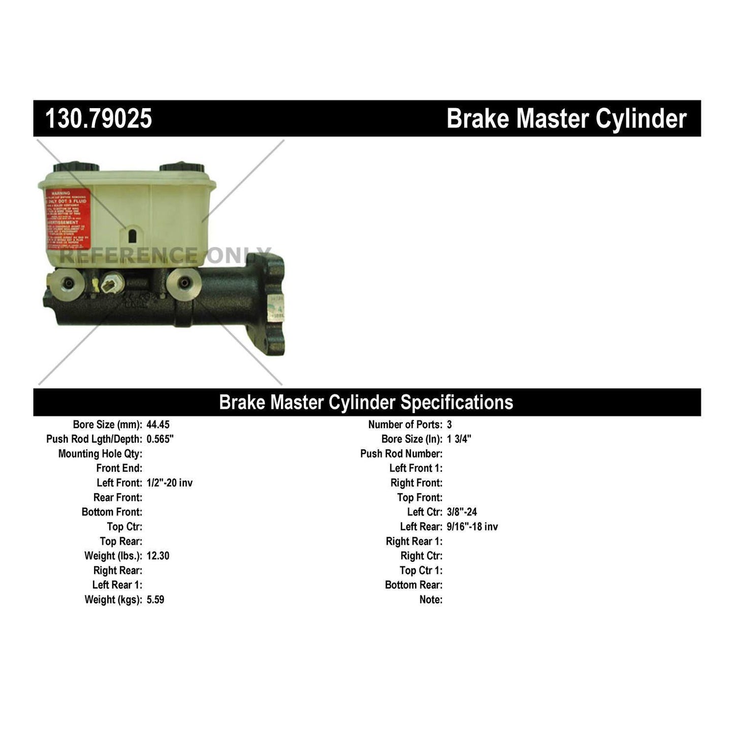 Centric Parts Brake Master Cylinder with Aluminum Casting Body for OEM Fit 130.79025