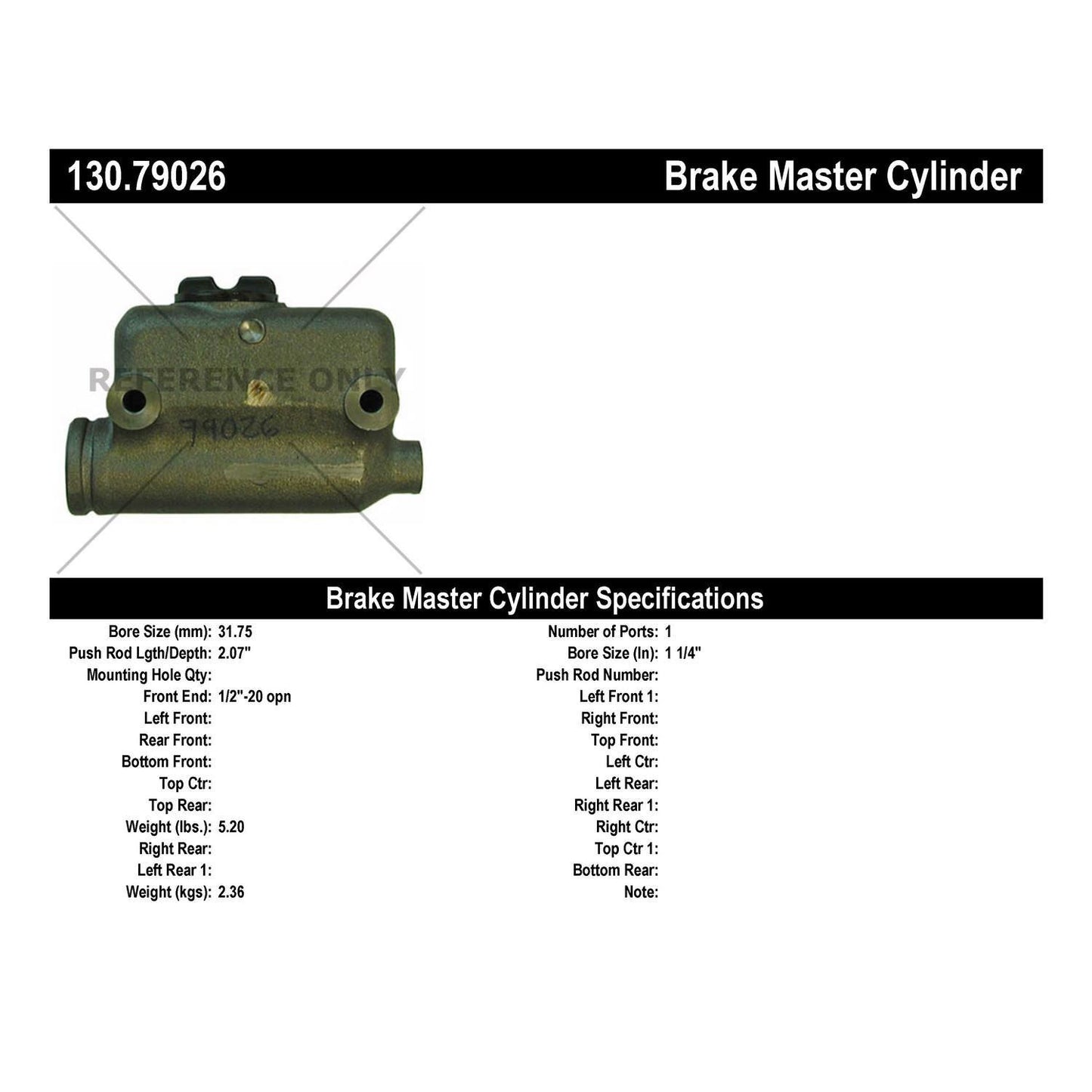 Centric Parts Brake Master Cylinder 130.79026