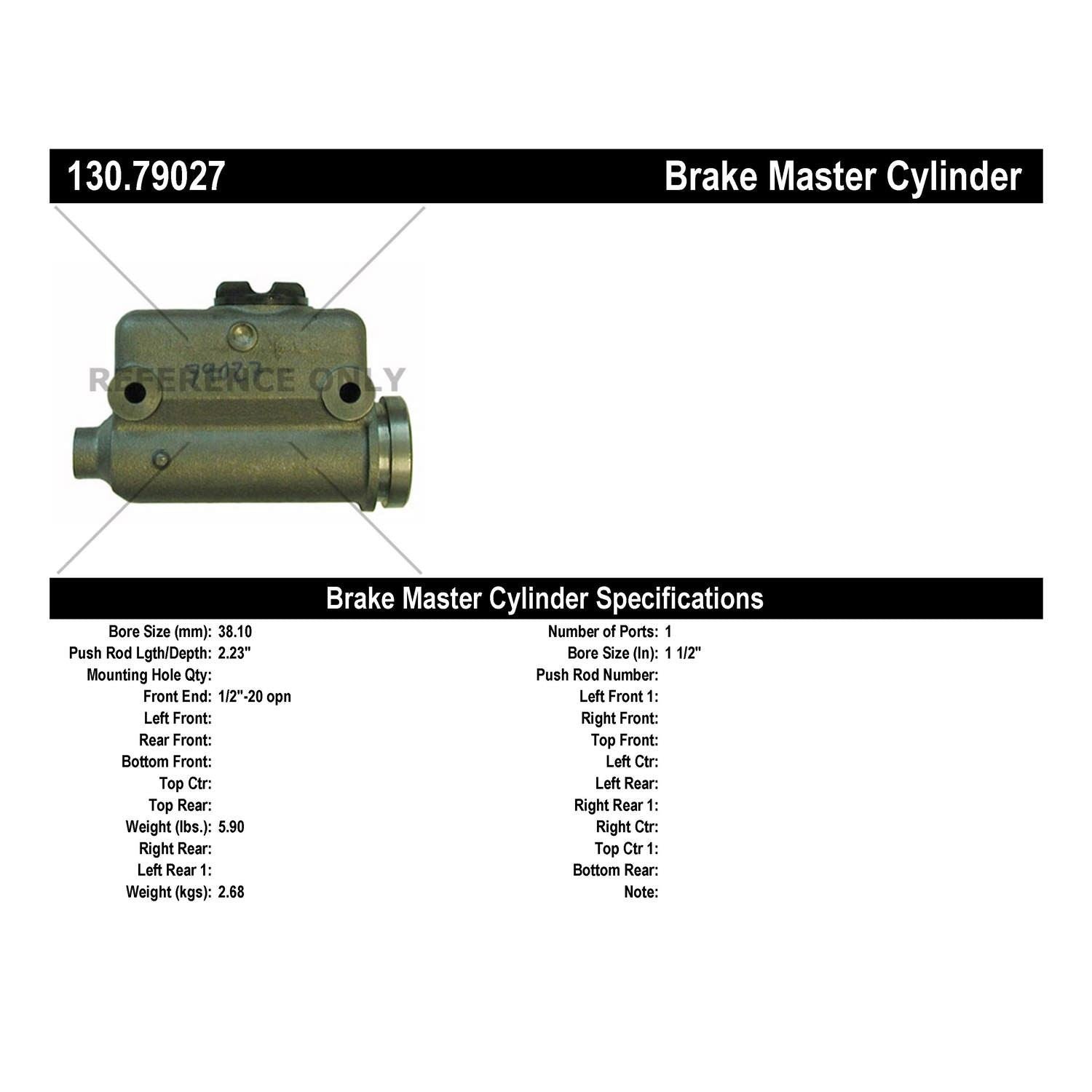 StopTech Premium Brake Master Cylinder 130.79027