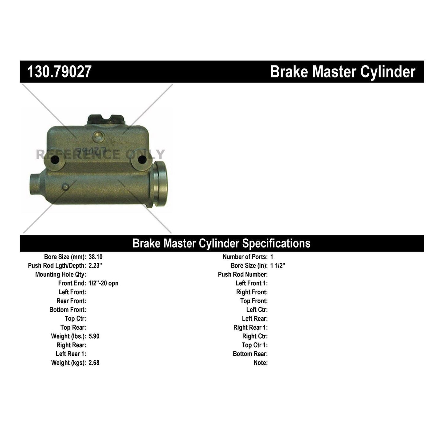 Centric Parts Brake Master Cylinder 130.79027
