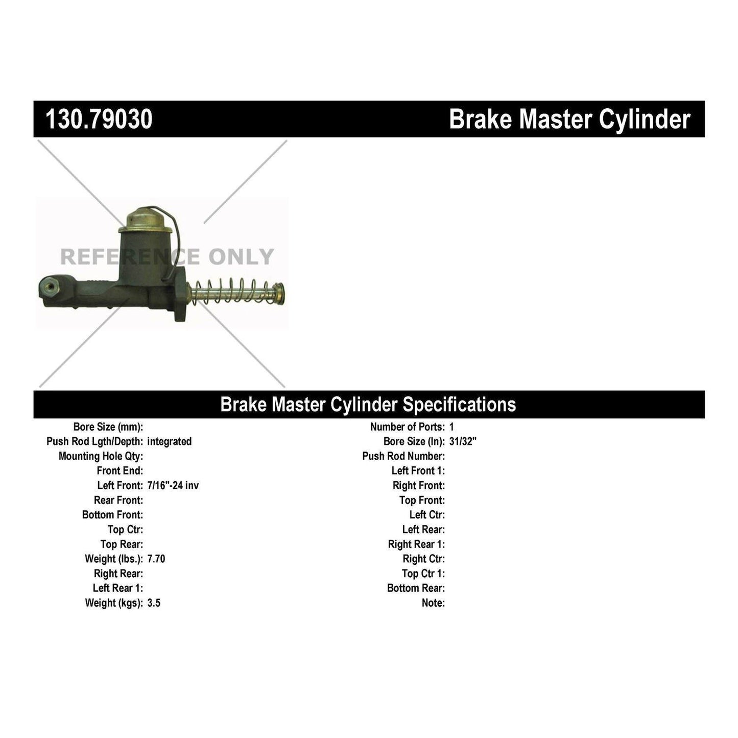 Centric Parts Brake Master Cylinder with Reservoir for OEM Fitment 130.79030