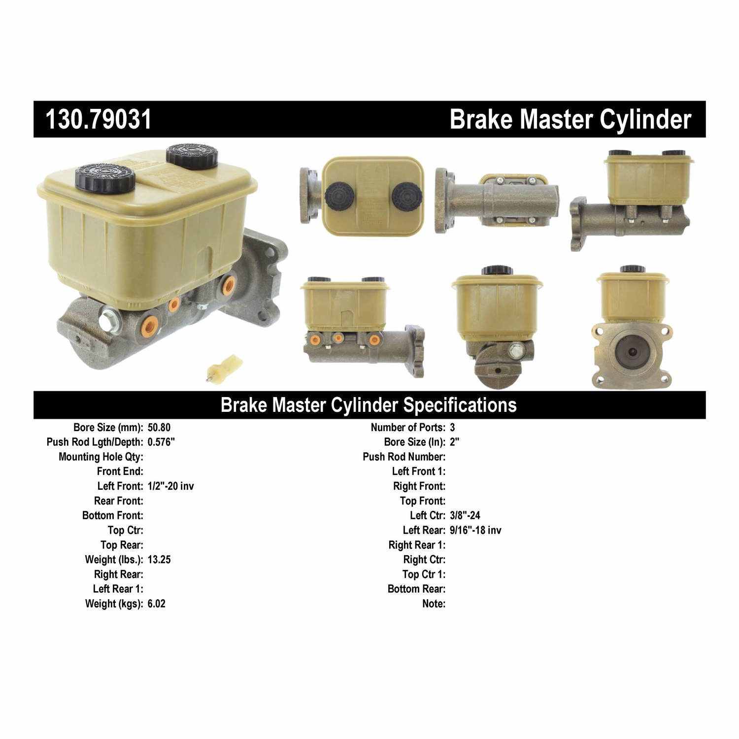 Centric Parts Premium Brake Master Cylinder 130.79031