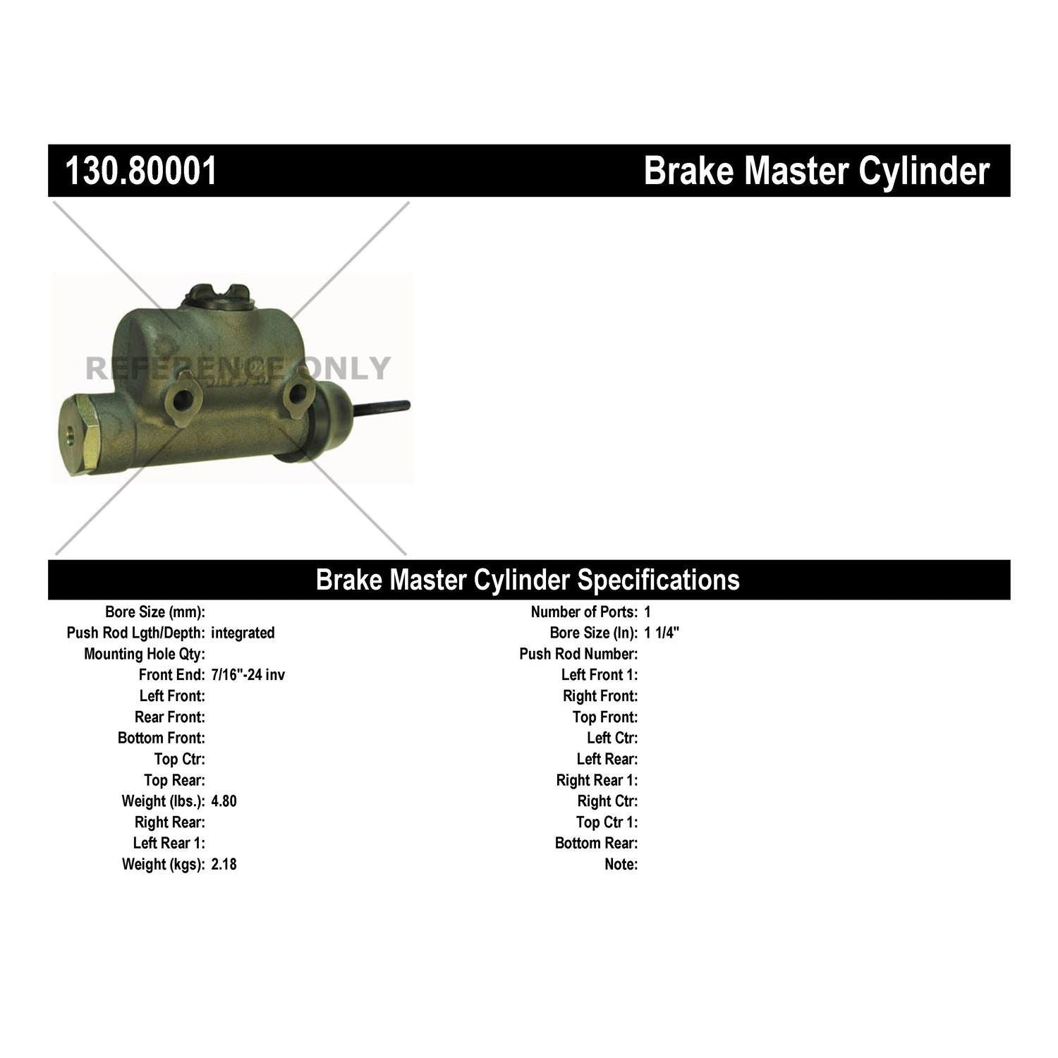 StopTech Premium Brake Master Cylinder 130.80001