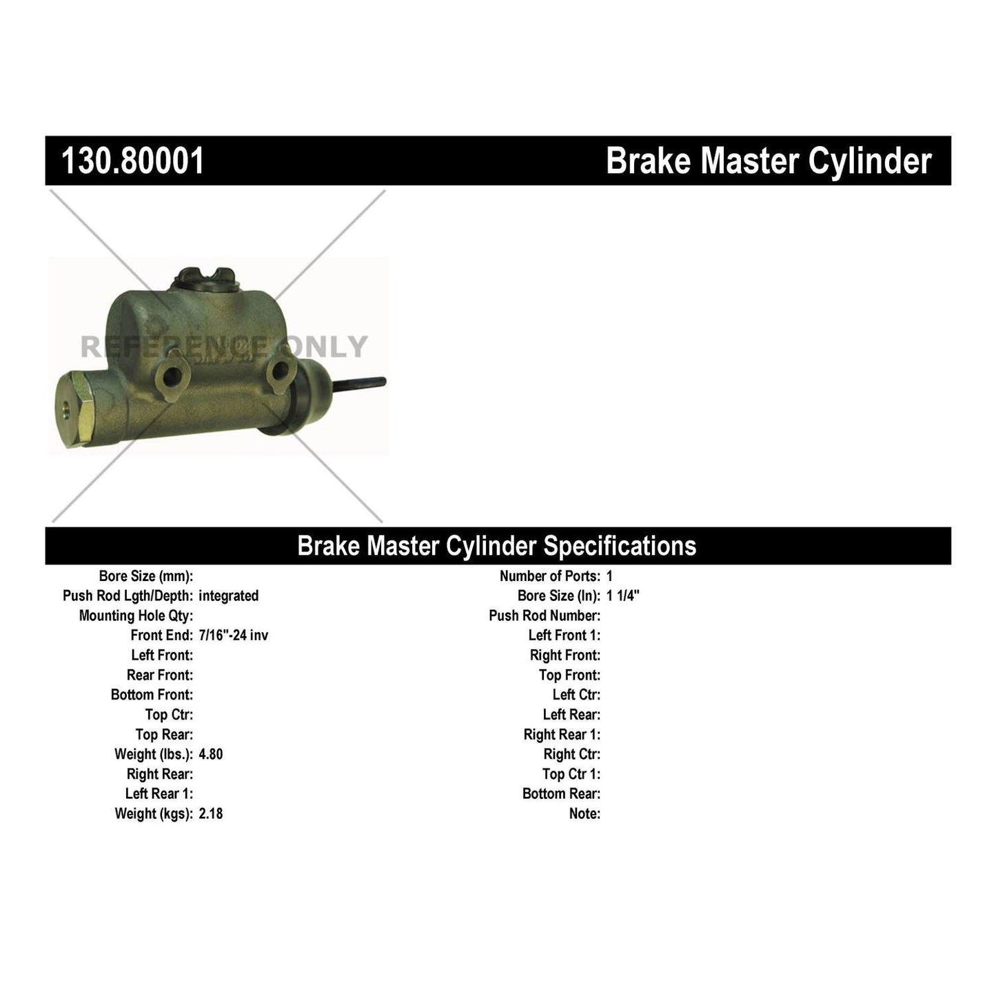 Centric Parts Brake Master Cylinder 130.80001