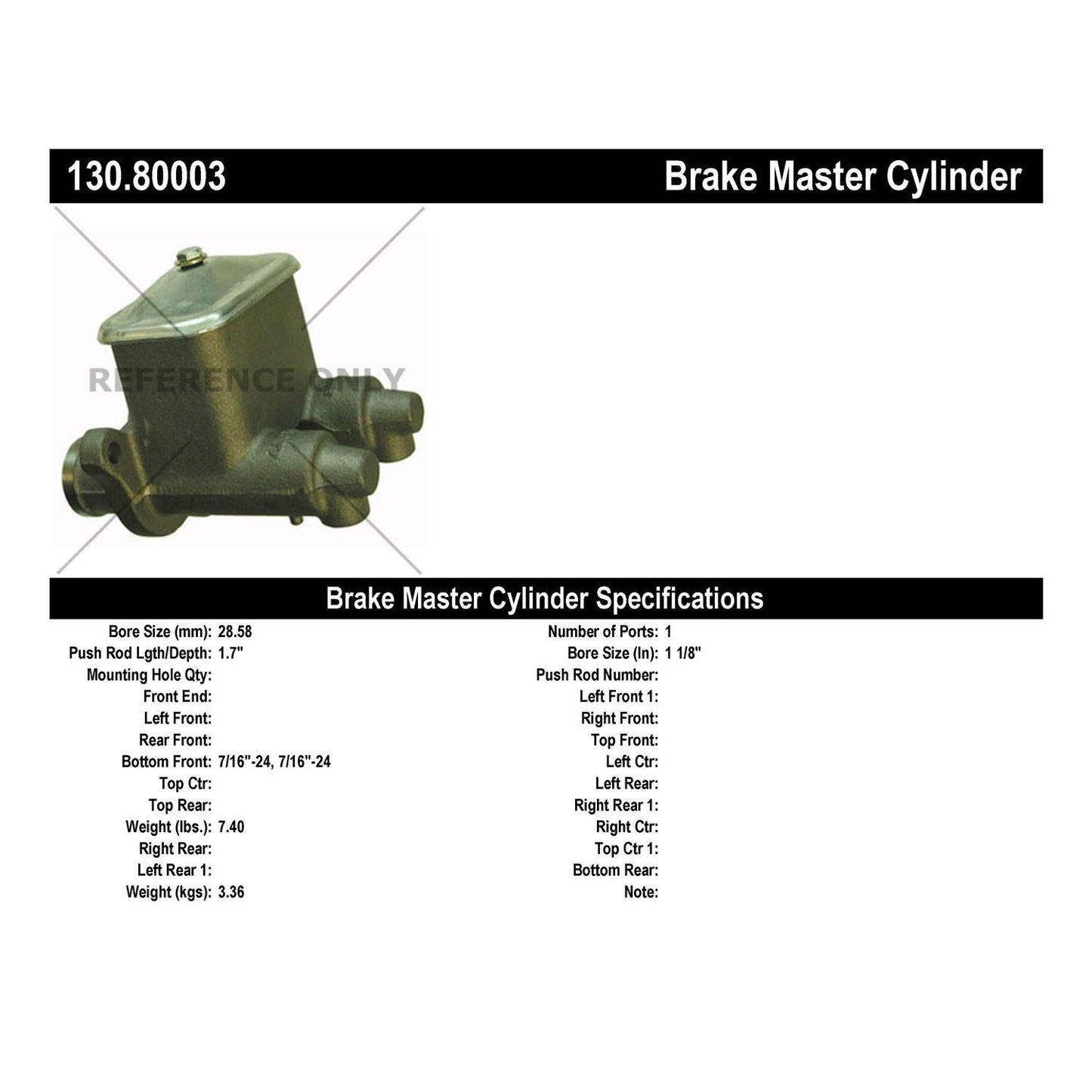 Centric Parts Brake And Clutch Master Cylinder Assembly 130.80003