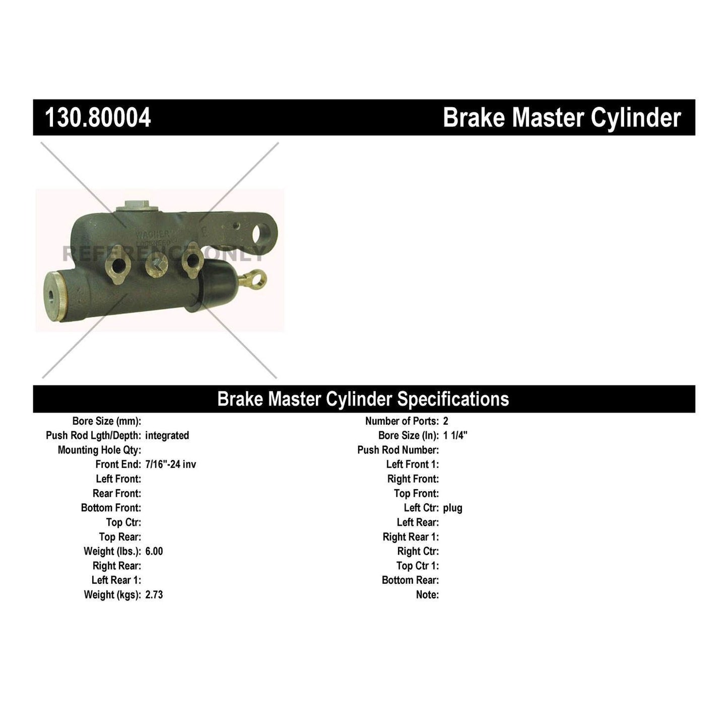 Centric Parts Brake Master Cylinder with Reservoir 130.80004