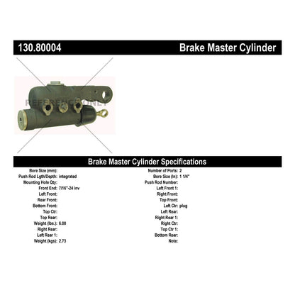 Centric Parts Brake Master Cylinder with Reservoir 130.80004