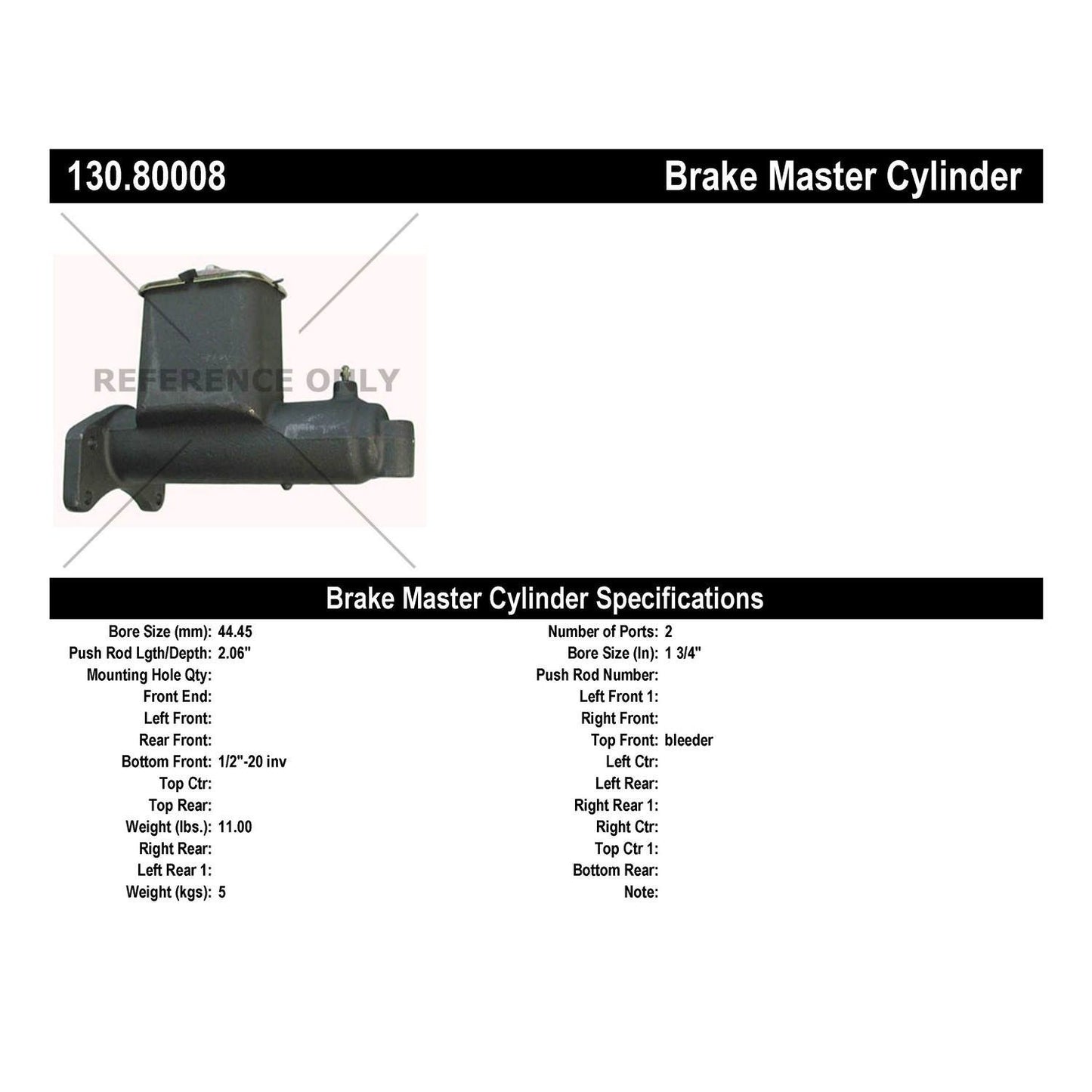 Centric Parts Brake Master Cylinder 130.80008