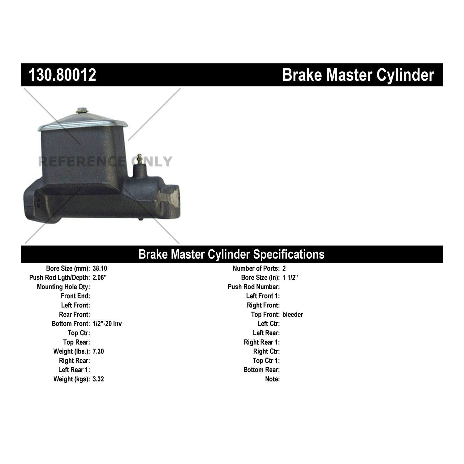 Centric Parts Premium Brake Master Cylinder 130.80012