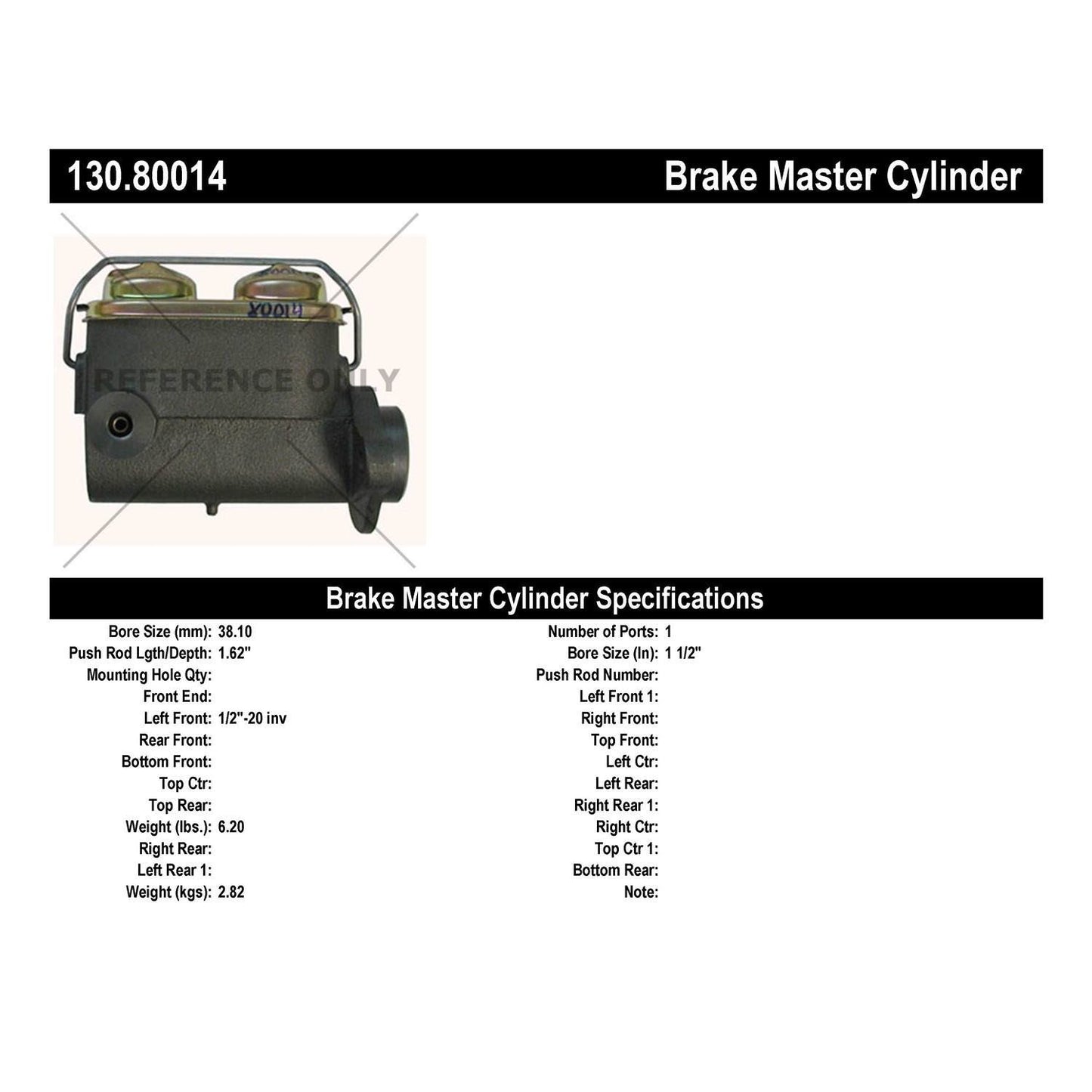 Centric Parts Brake Master Cylinder 130.80014