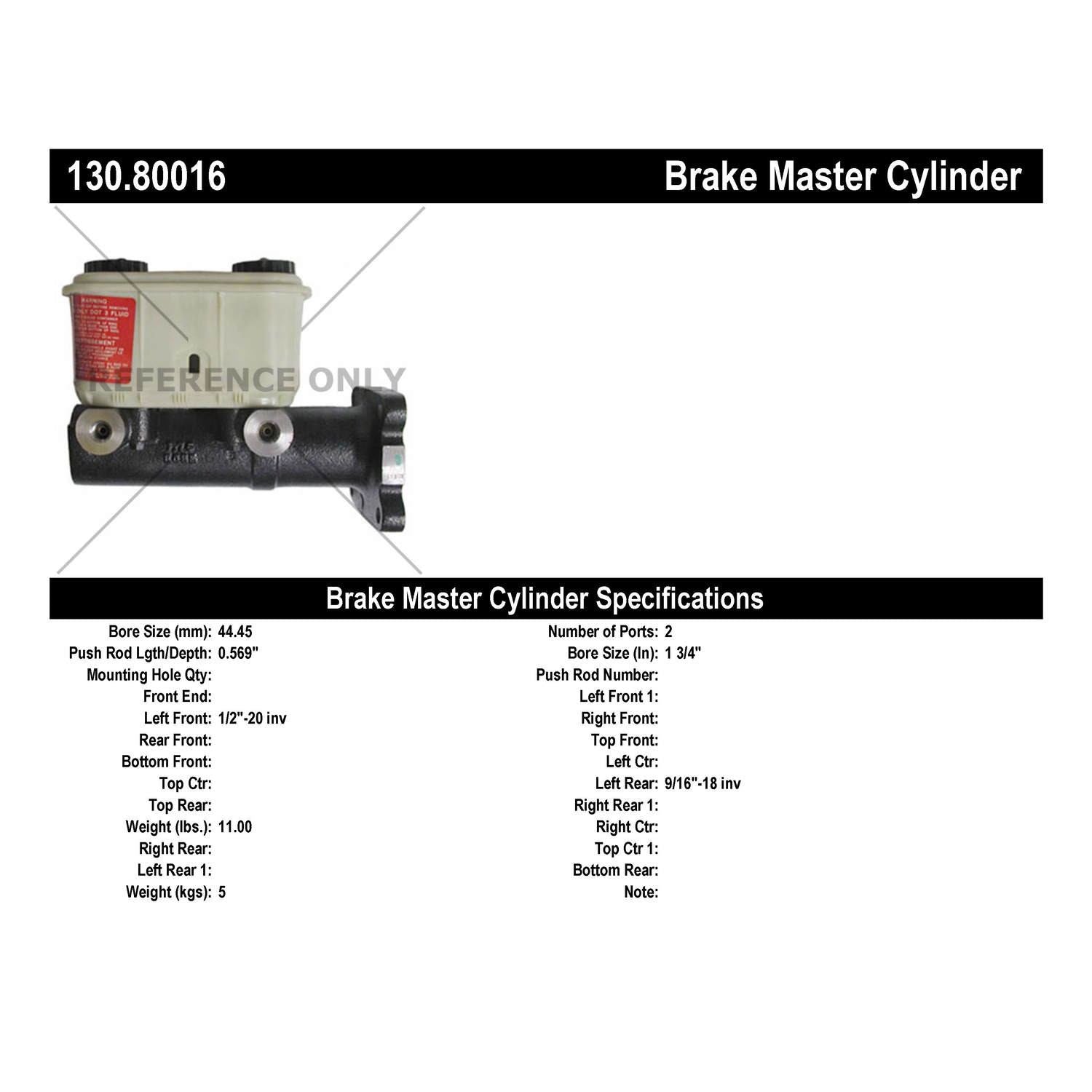 Centric Parts Premium Brake Master Cylinder 130.80016