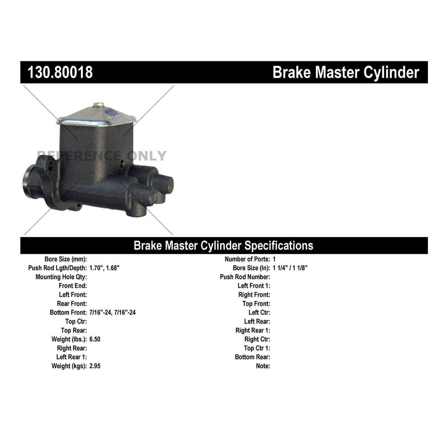 Centric Parts Brake Master Cylinder 130.80018