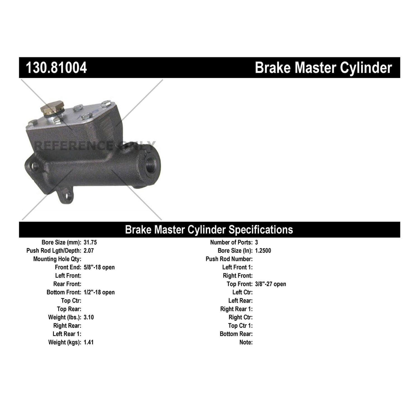 Stoptech Centric 48-50 Dodge B-2 Premium Brake Master Cylinder 130.81004