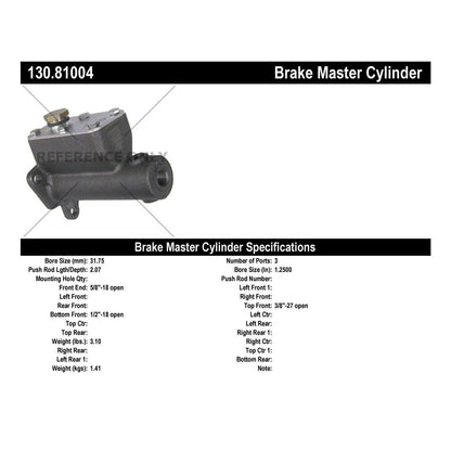 Stoptech Centric 48-50 Dodge B-2 Premium Brake Master Cylinder 130.81004