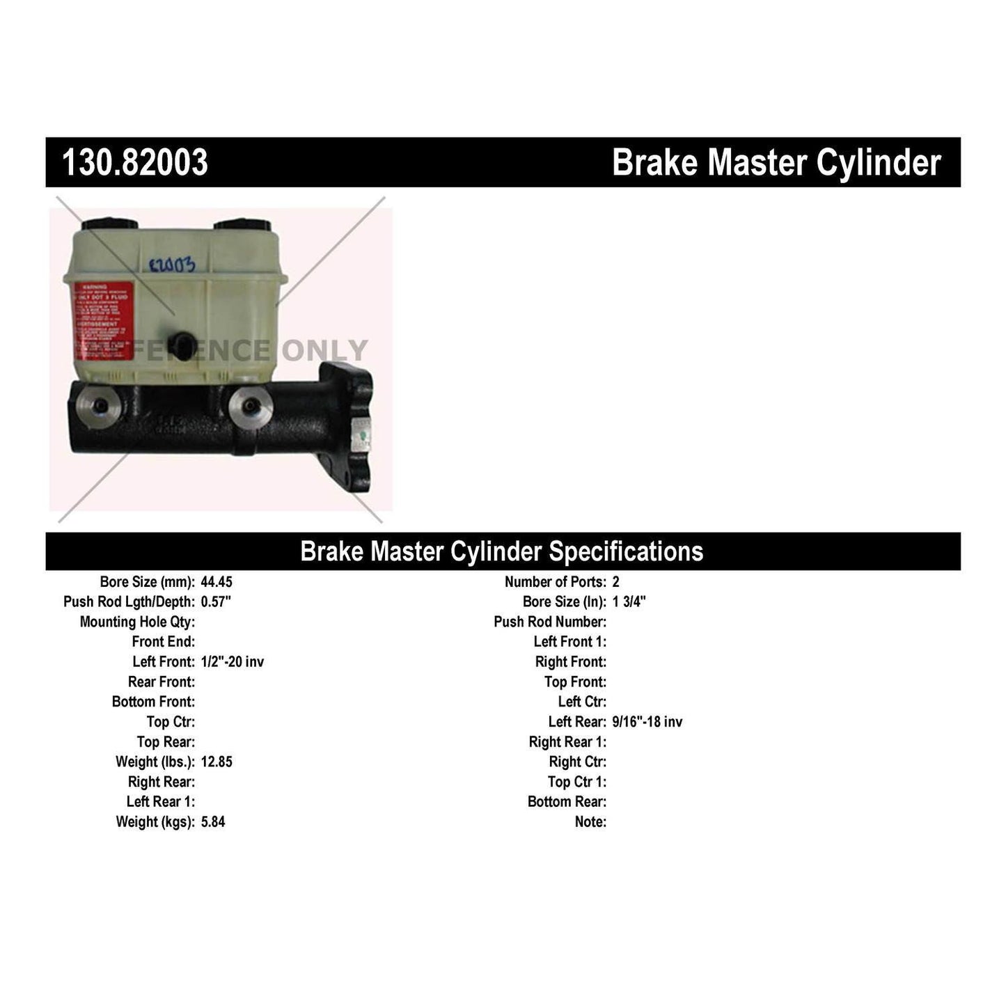 Centric Parts Brake Master Cylinder 130.82003