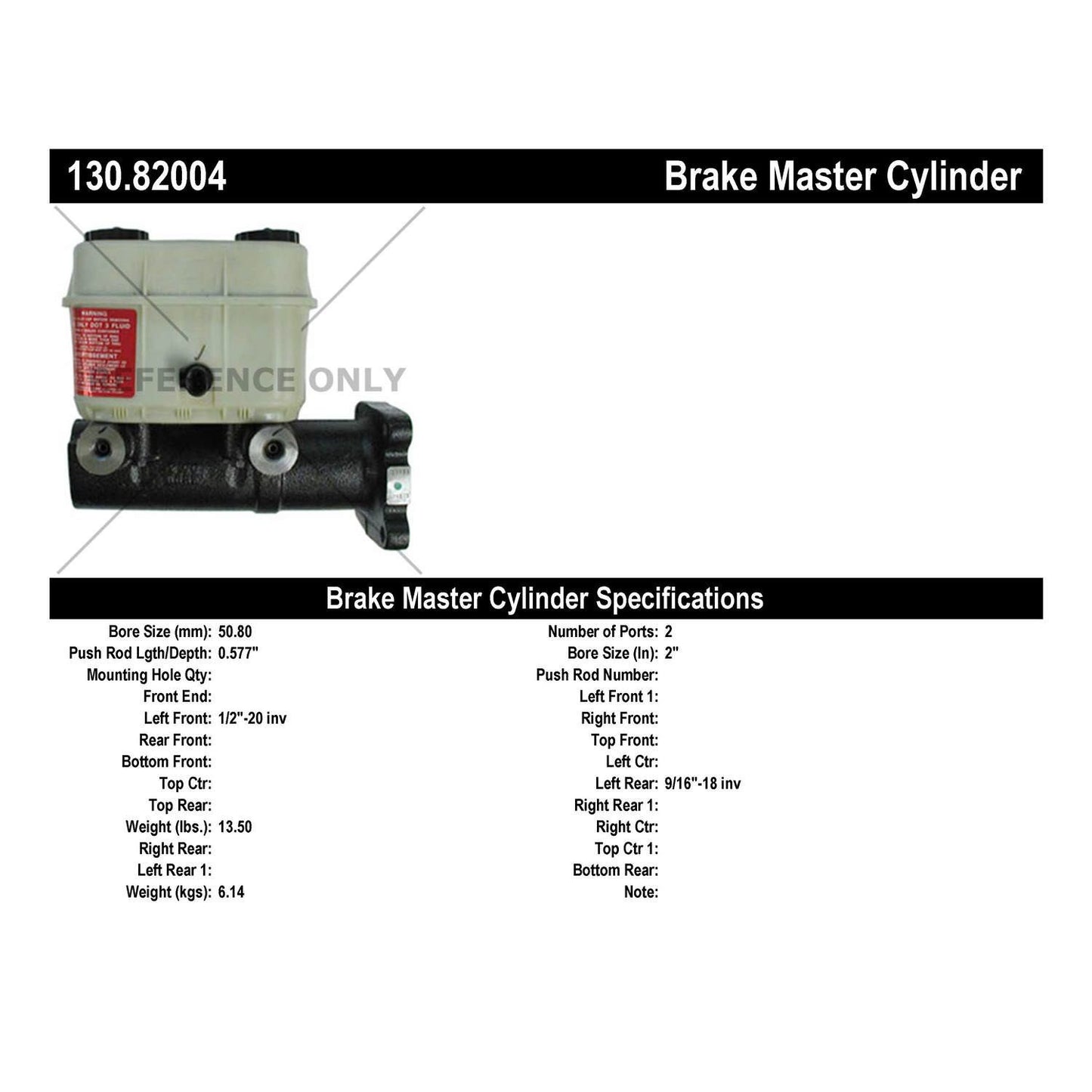 StopTech Premium Brake Master Cylinder 130.82004