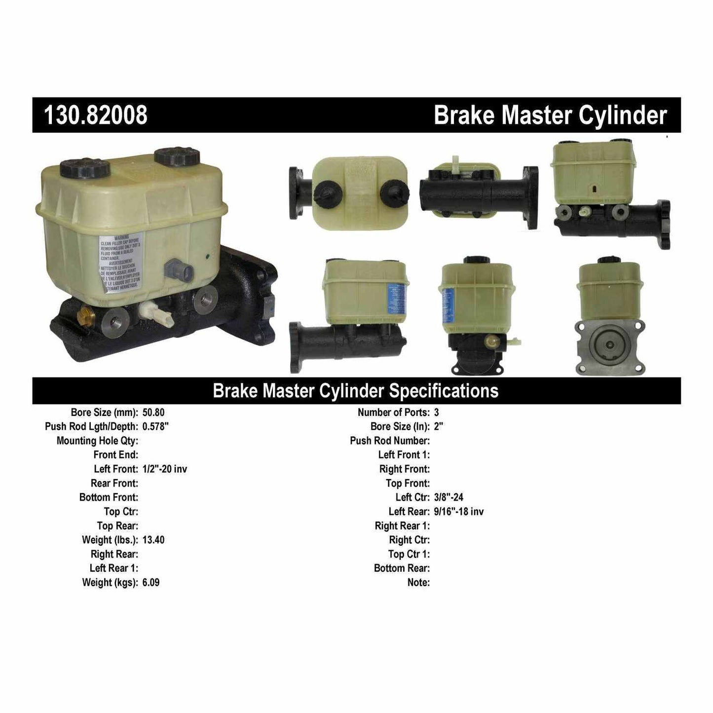 Centric Parts Brake Master Cylinder 130.82008
