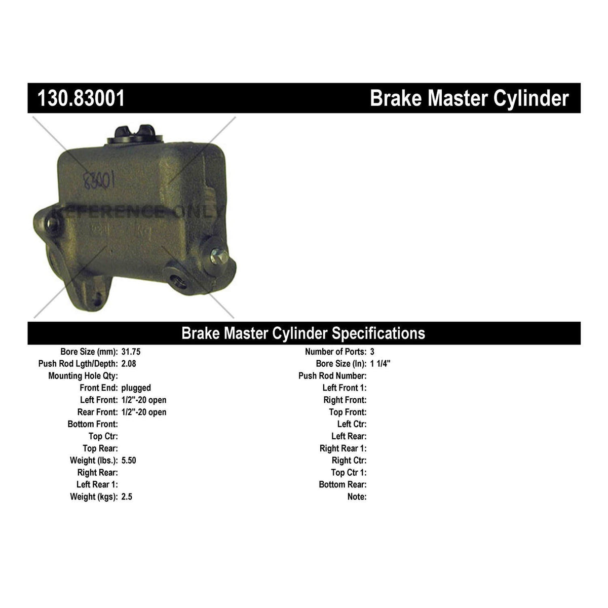 Stoptech Centric Premium Brake Master Cylinder 130.83001