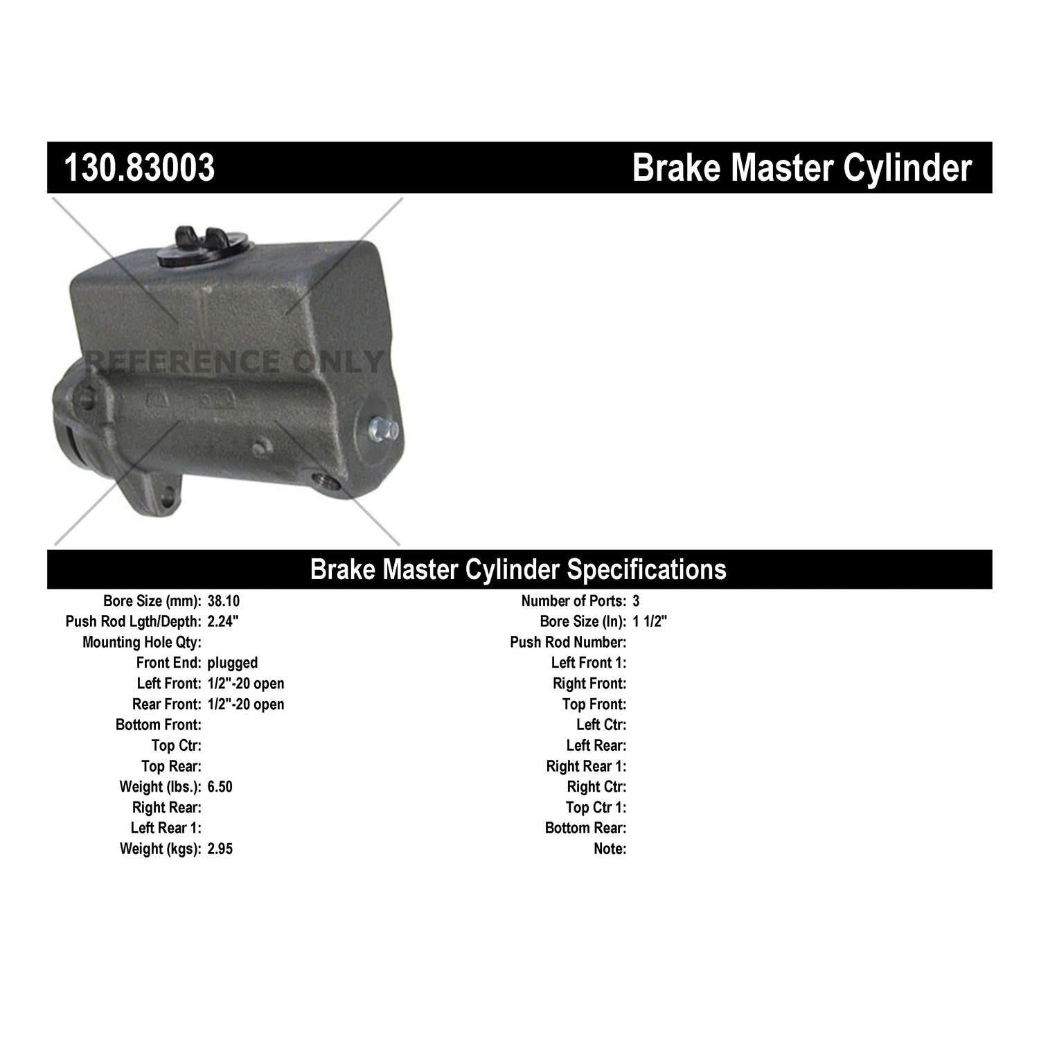 Centric Parts Premium Brake Master Cylinder 130.83003