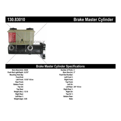 Centric Parts Brake Master Cylinder with Aluminum Casting Body for OEM Fit 130.83010