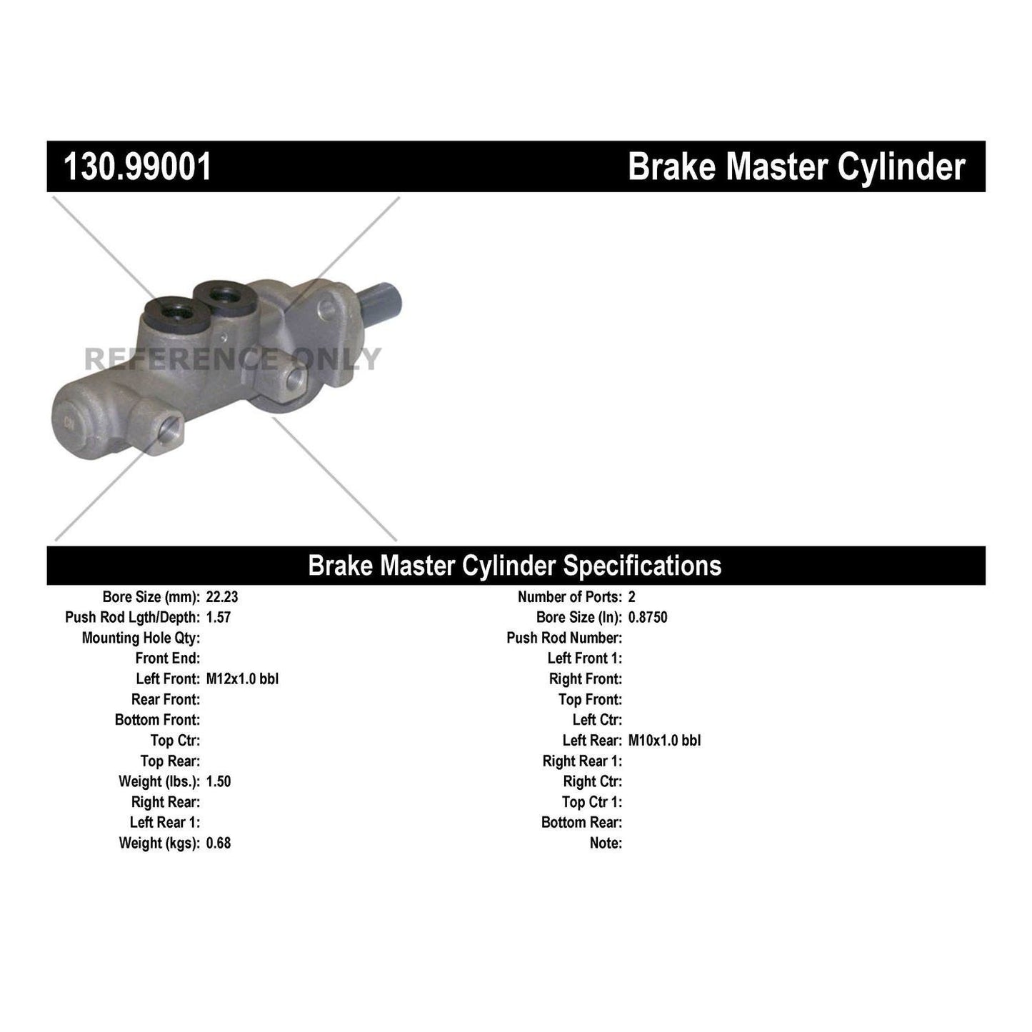 StopTech Premium Brake Master Cylinder 130.99001