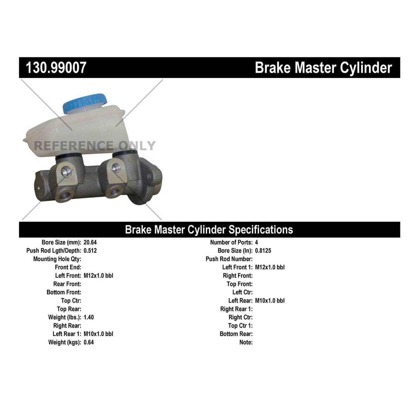Stoptech Centric Premium Brake Master Cylinder 130.99007