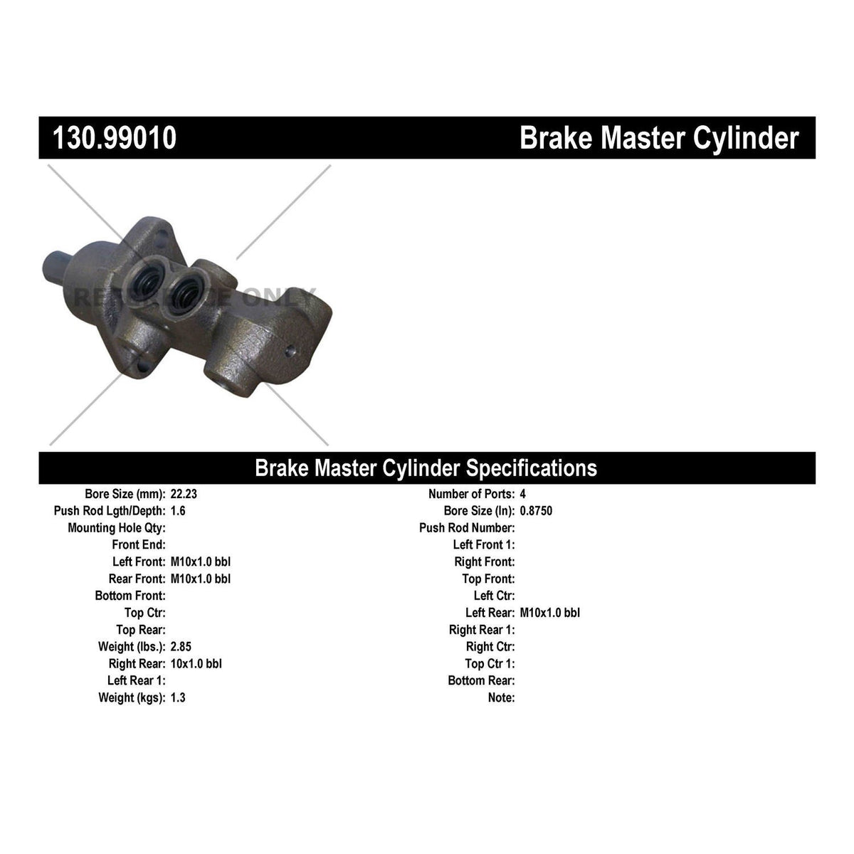 Stoptech Centric Premium Brake Master Cylinder 130.99010