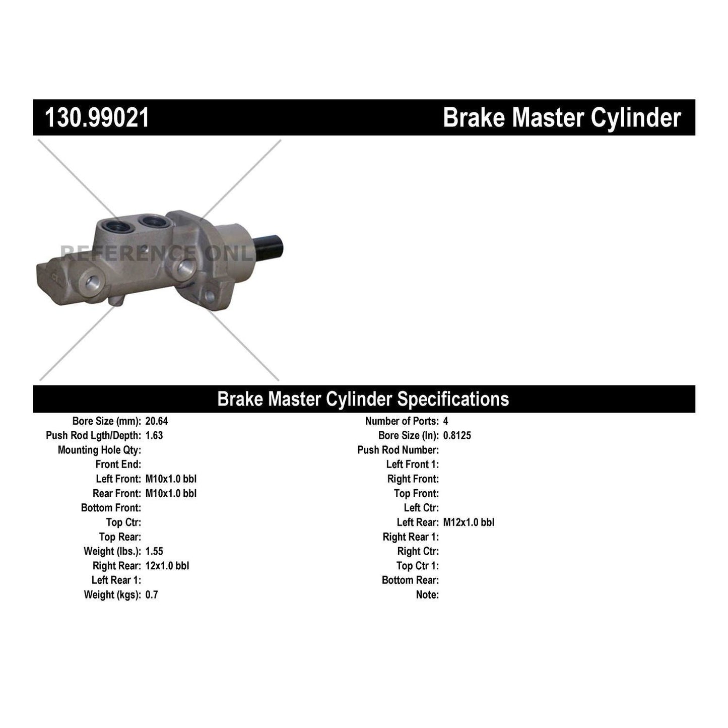 Centric Parts Brake Master Cylinder 130.99021