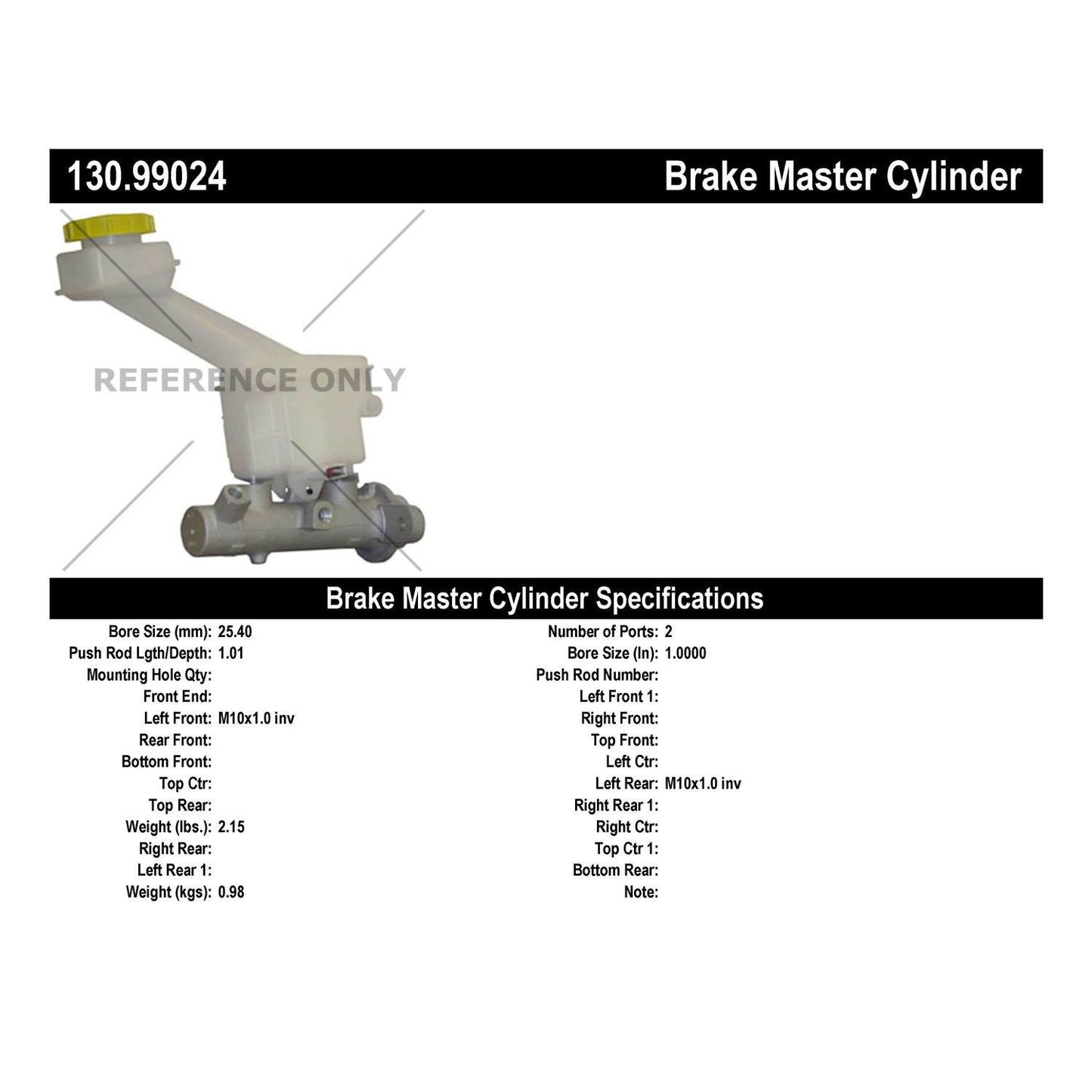 Centric Parts Brake Master Cylinder with Aluminum Casting Body for OEM Fit 130.99024
