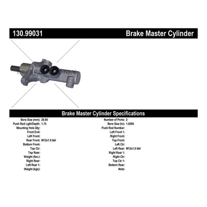 Centric Parts Premium Brake Master Cylinder 130.99031