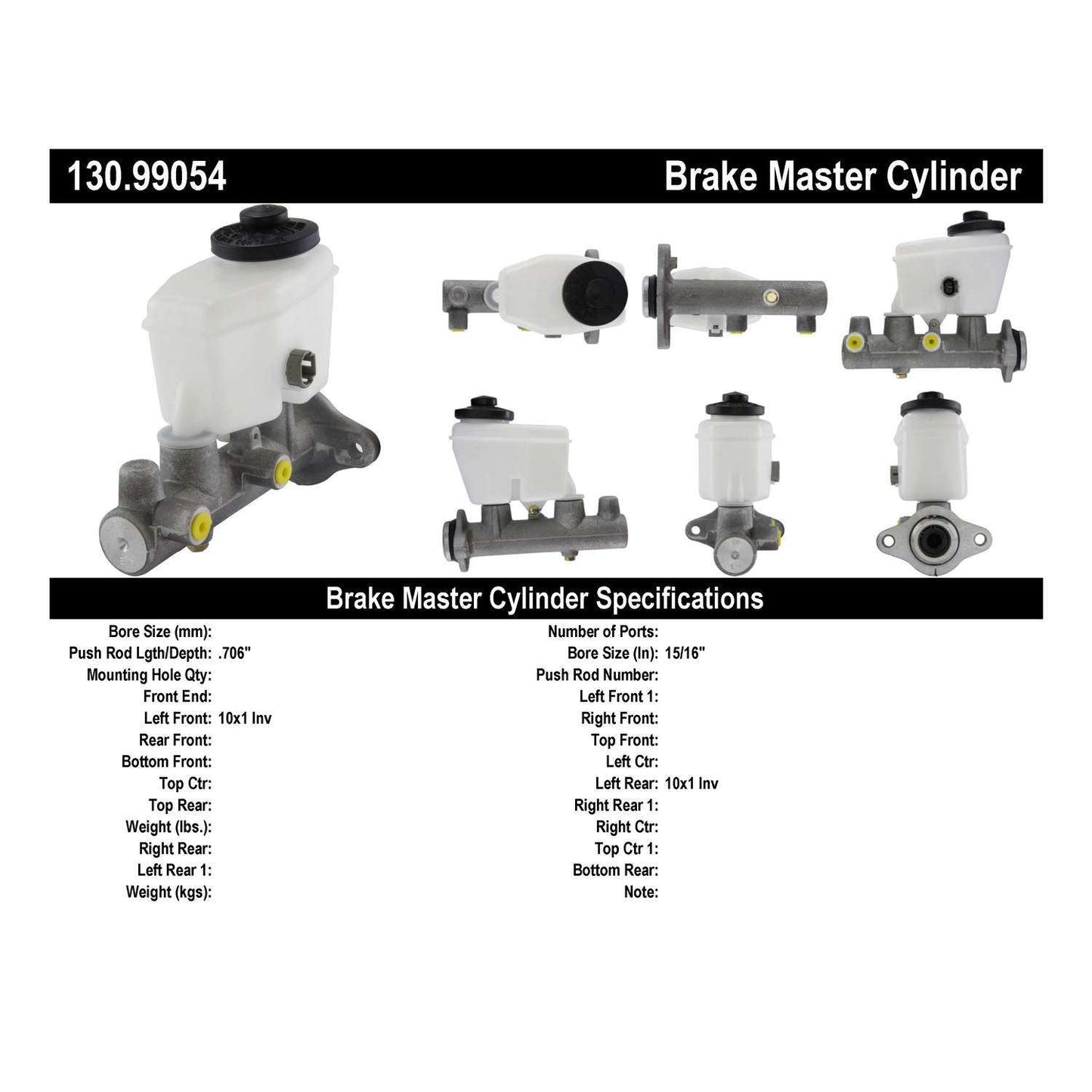 Centric Parts Premium Brake Master Cylinder 130.99054