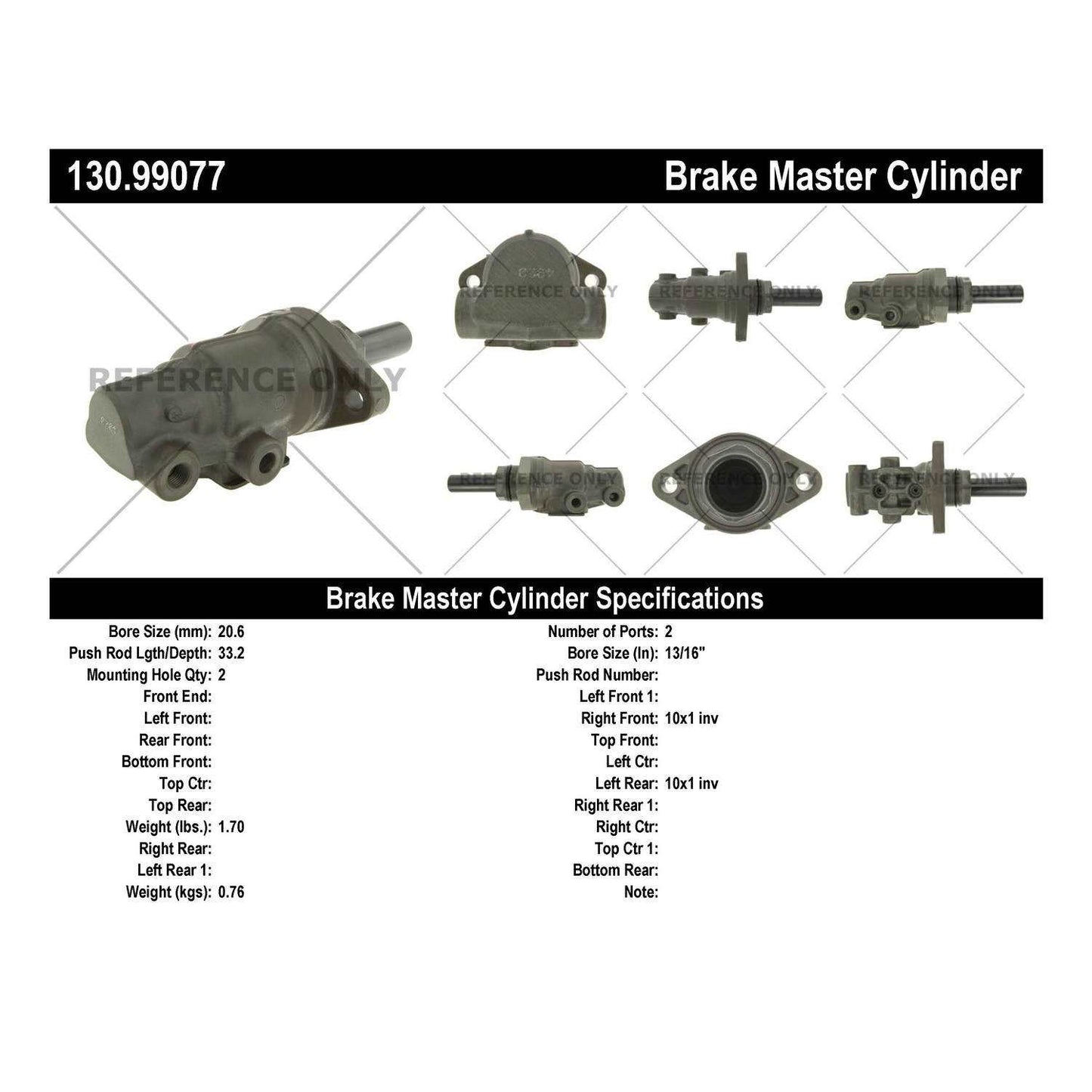 Stoptech Centric Premium Brake Master Cylinder 130.99077