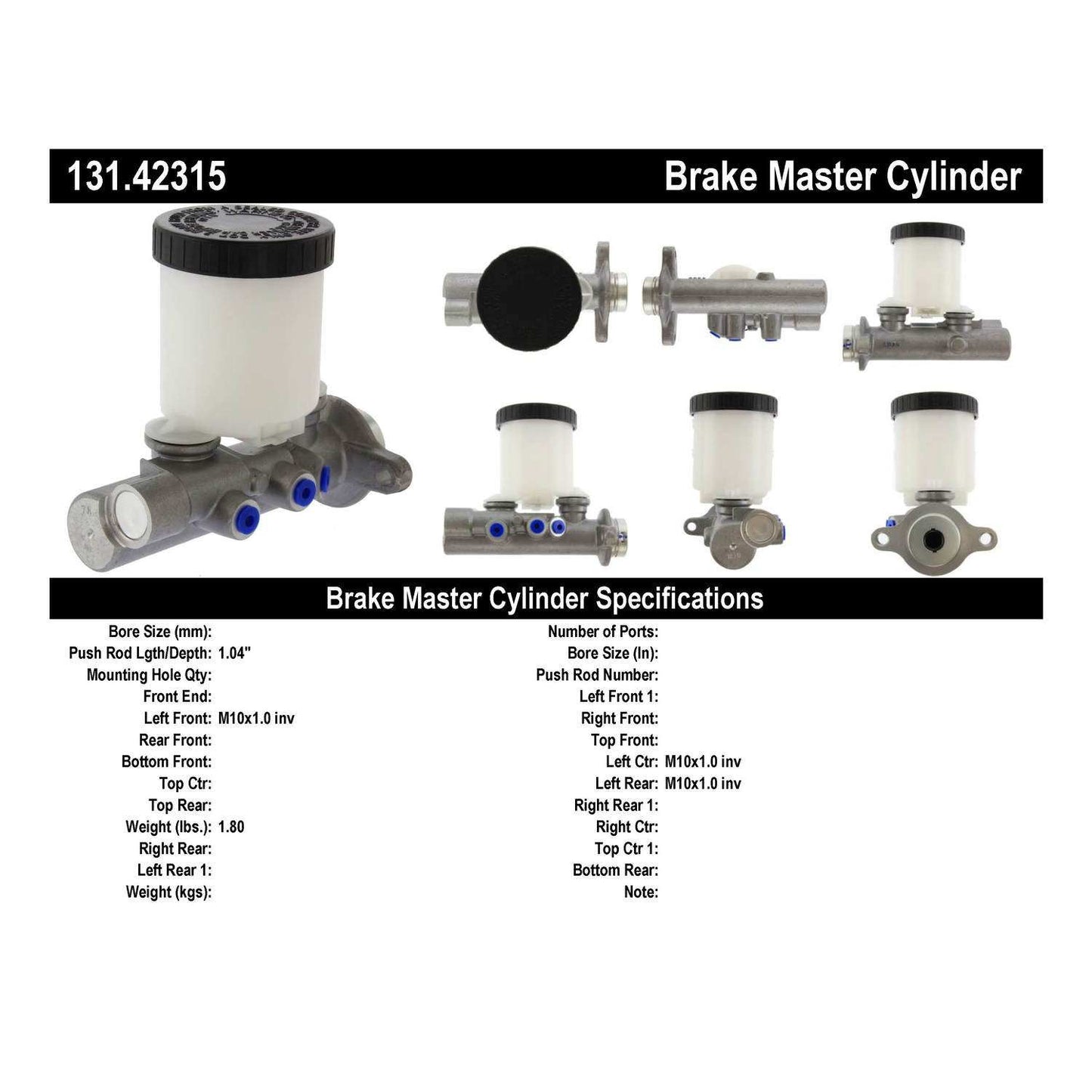 Centric Parts Brake Master Cylinder Standard with C-Tek for 1990-1995 Nissan D21 Pathfinder Pickup 131.42315