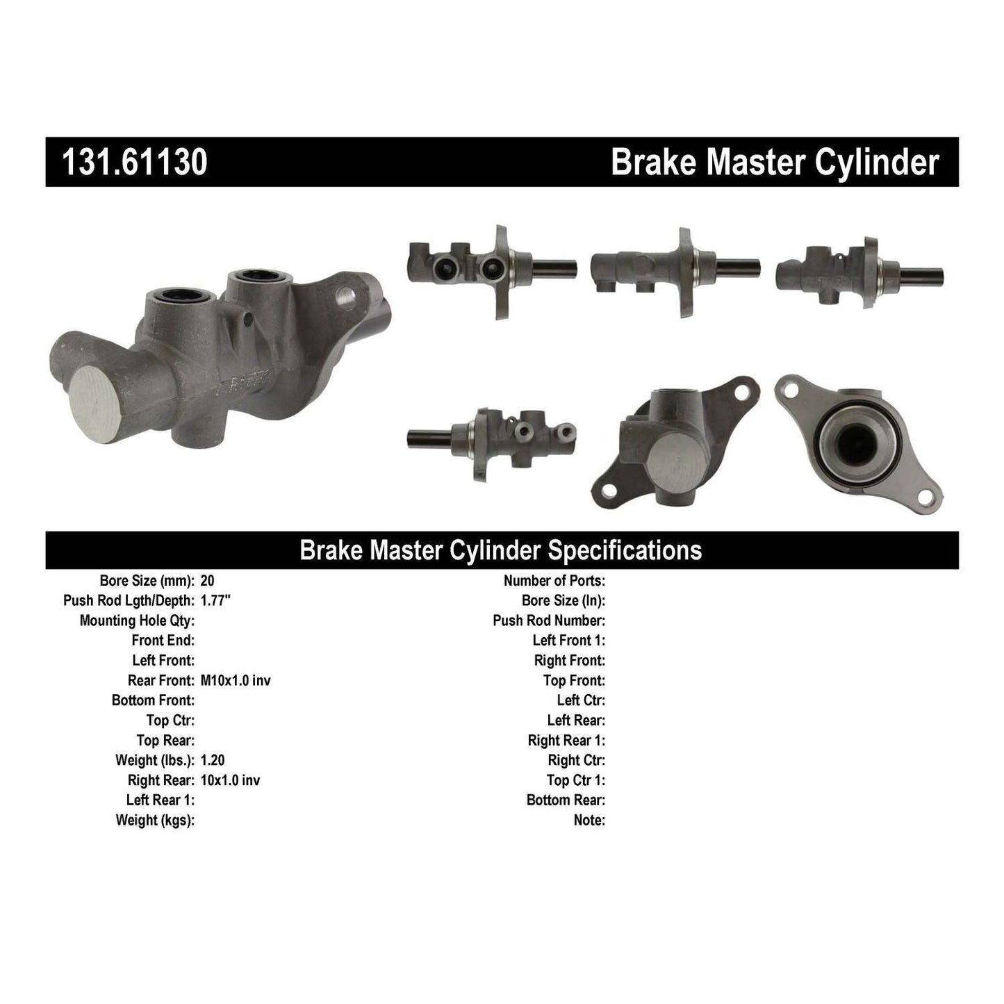 Centric Parts Brake Master Cylinder Standard for 2006-2009 Ford Fusion, Lincoln MKZ, Zephyr, Mazda 6, Mercury Milan 131.61130
