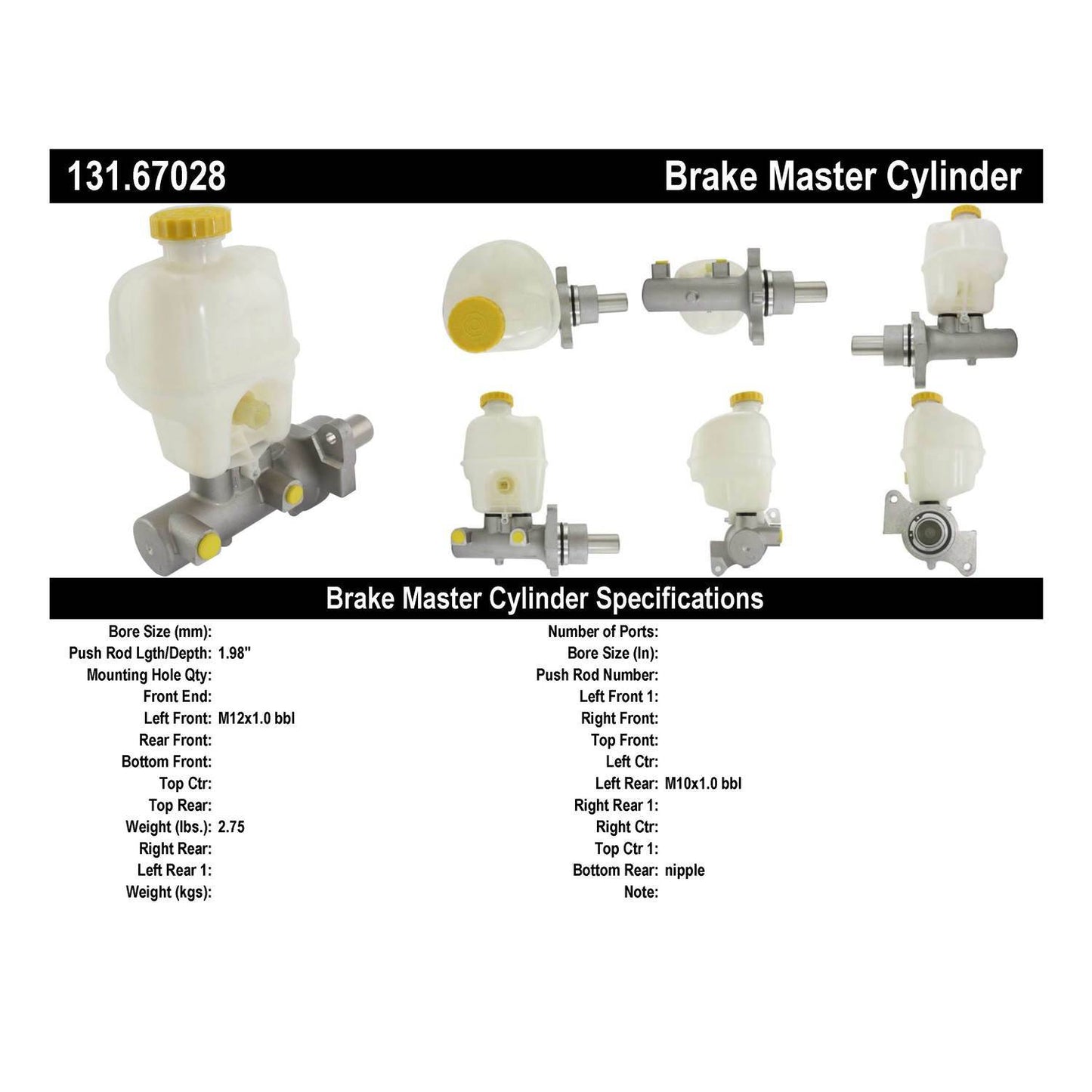 Centric Parts Brake Master Cylinder Standard C-Tek for 2002-2011 Dodge Ram 1500/2500/3500 131.67028