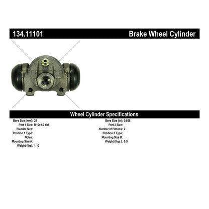 Centric Parts Drum Brake Wheel Cylinder Premium with Brass Inserts and Aluminum Castings 134.11101