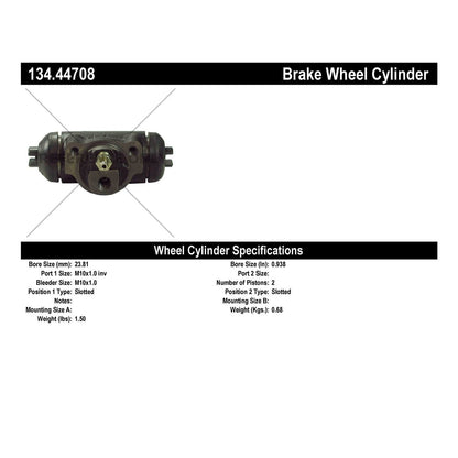 Centric Parts Drum Brake Wheel Cylinder Premium with Brass Inserts for 1988-1991 Toyota 4Runner Pickup T100 134.44708