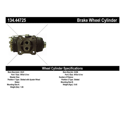 Centric Parts Drum Brake Wheel Cylinder Premium OE style replacement for 1972-1980 Toyota Land Cruiser 134.44725