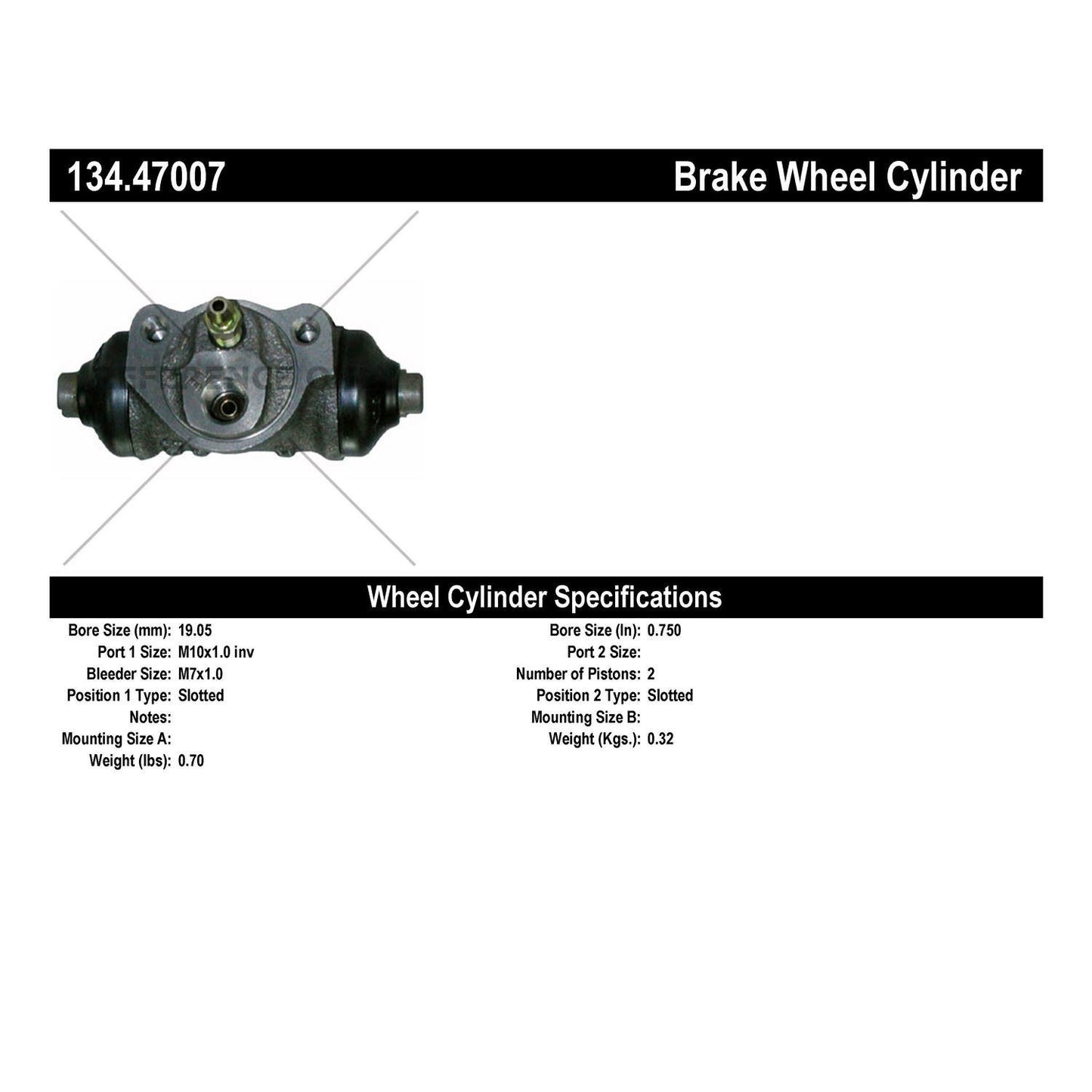 Stoptech Centric Premium Wheel Cylinder - Rear 134.47007