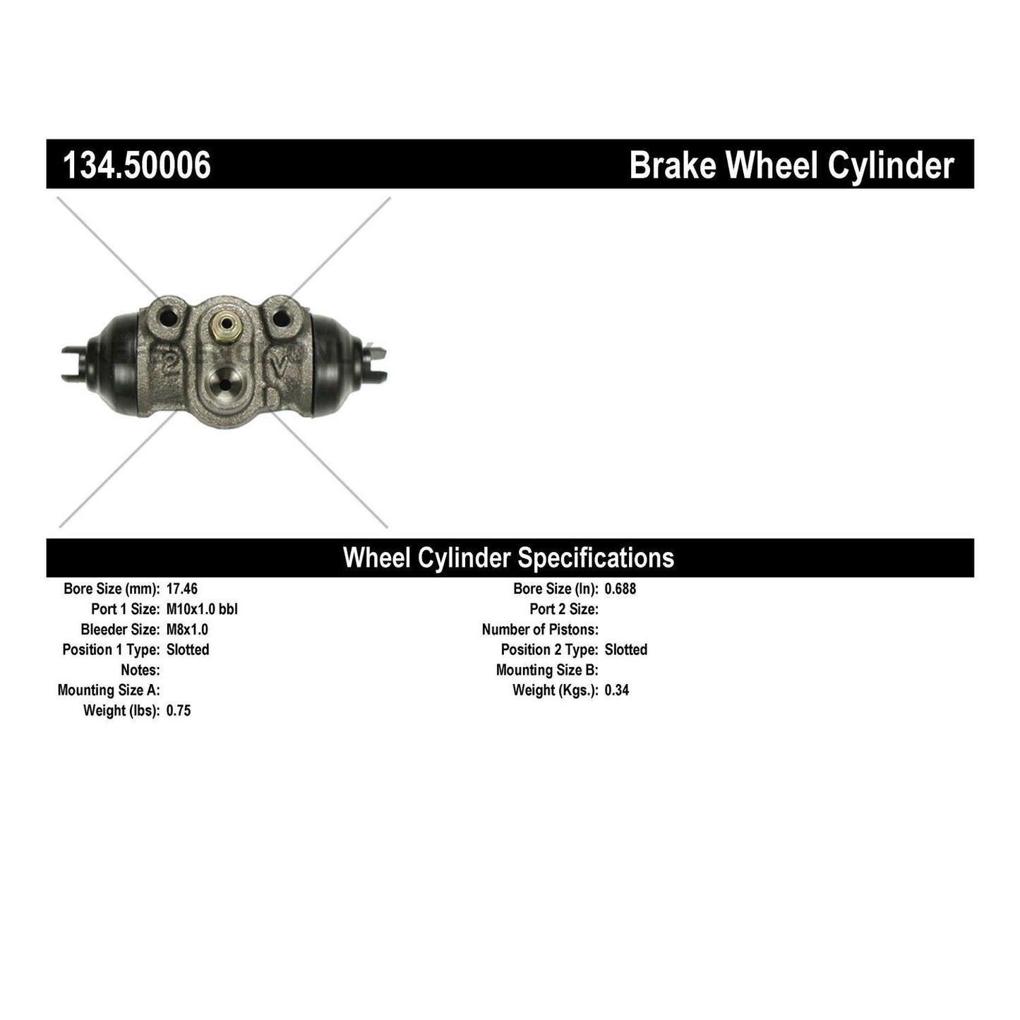 Stoptech Centric Premium Wheel Cylinder - Rear 134.50006