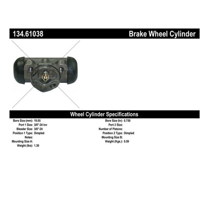Centric Parts Drum Brake Wheel Cylinder Premium for 1983-1988 Ford Thunderbird Mercury Cougar 134.61038