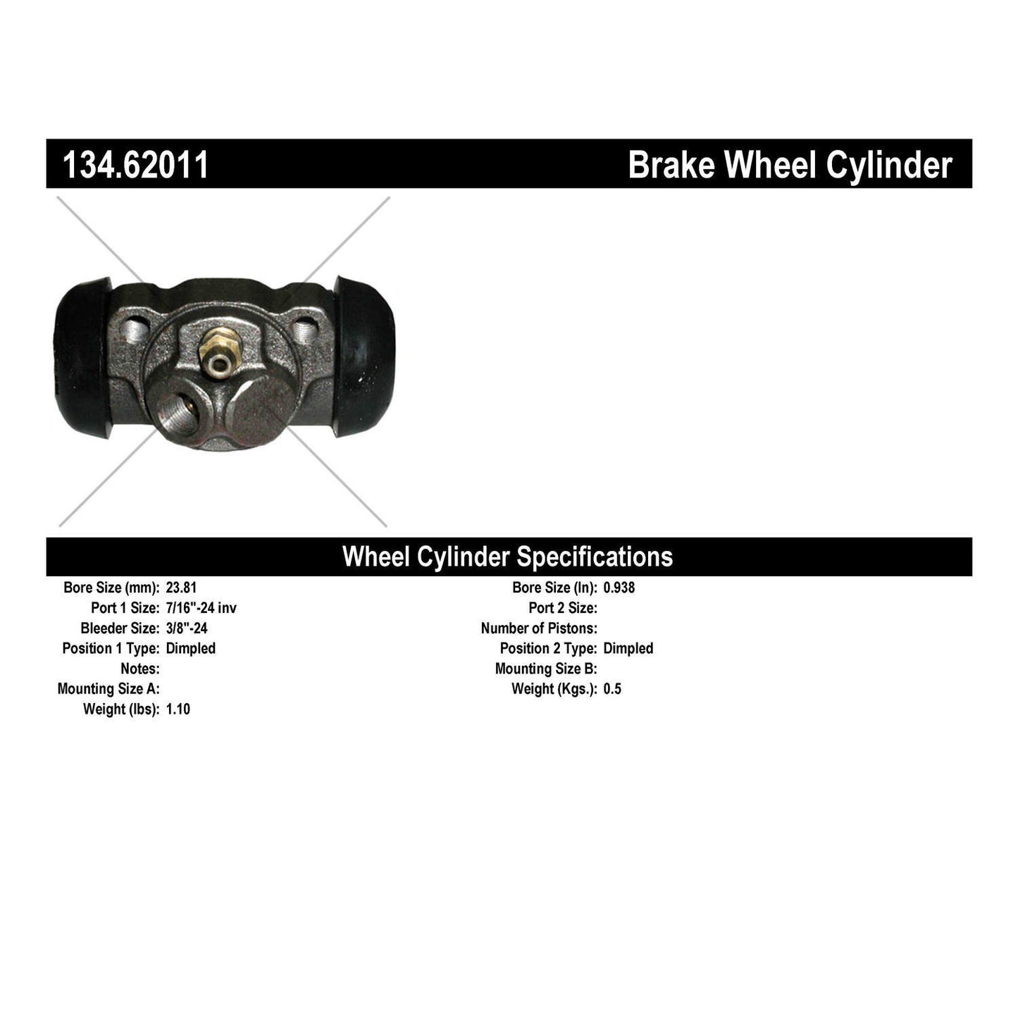 Centric Parts Premium Drum Brake Wheel Cylinder for 1950-1970 Cadillac Commercial Chassis, Oldsmobile 88, Pontiac Bonneville 134.62011