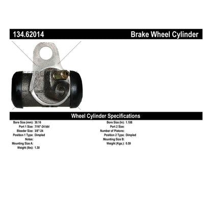 Centric Parts Premium Drum Brake Wheel Cylinder for 1964-1960 Chevrolet Bel Air, Biscayne, Brookwood, Corvette, El Camino, Impala, Nomad, Parkwood 134.62014