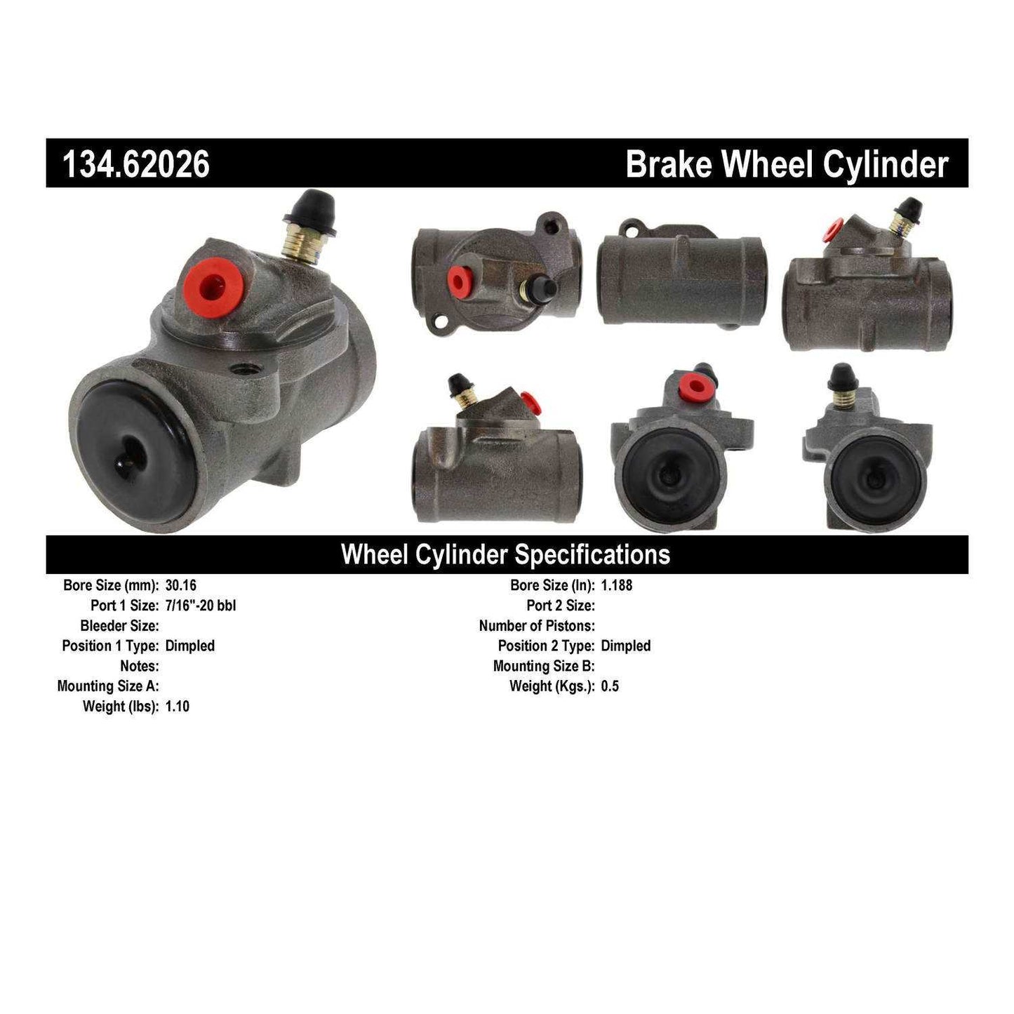 Centric Parts Drum Brake Wheel Cylinder Premium for 1965-1968 Pontiac Acadian, Beaumont, Bonneville, Catalina, Executive, Grand Prix, Laurentian, Star Chief, Strato-Chief 134.62026