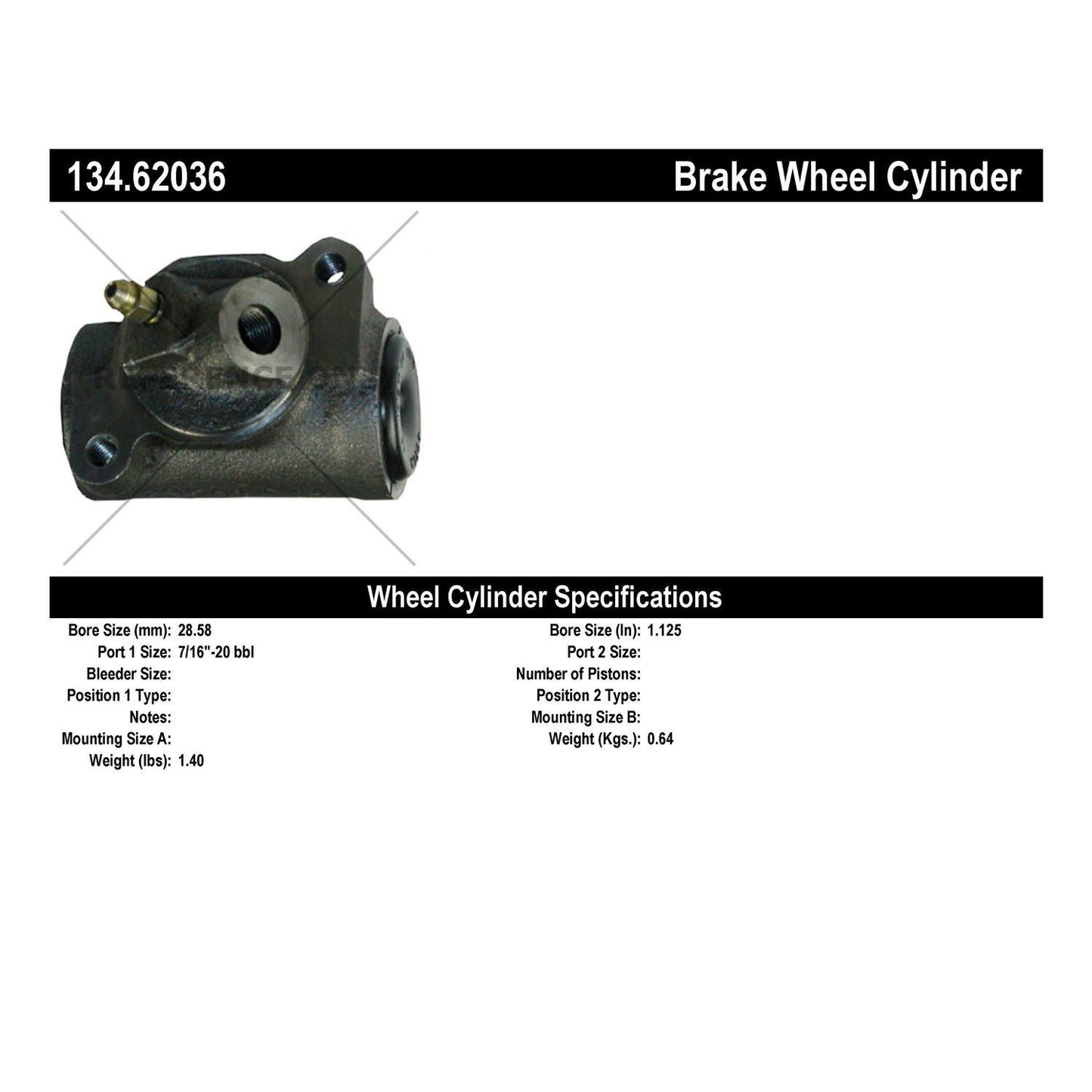 Centric Parts Premium Drum Brake Wheel Cylinder for 1974-1967 Pontiac Acadian Catalina Executive Grand Prix Strato-Chief 134.62036