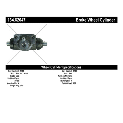 Centric Parts Drum Brake Wheel Cylinder Premium for 1979-1985 Buick Riviera, 1993-1987 Chevrolet LLV, 1979-1983 Oldsmobile Toronado 134.62047